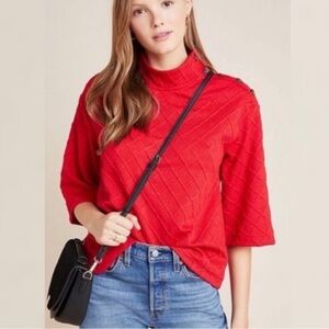 Anthropologie Red Quilted Blouse